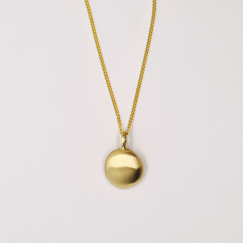necklace gold organic shape on chain handmade satin