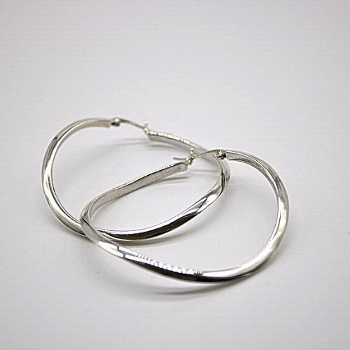 Handmade silver hoops earrings large