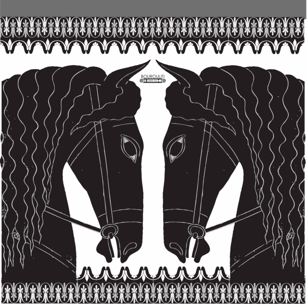 Horses Greek Silk Scarf