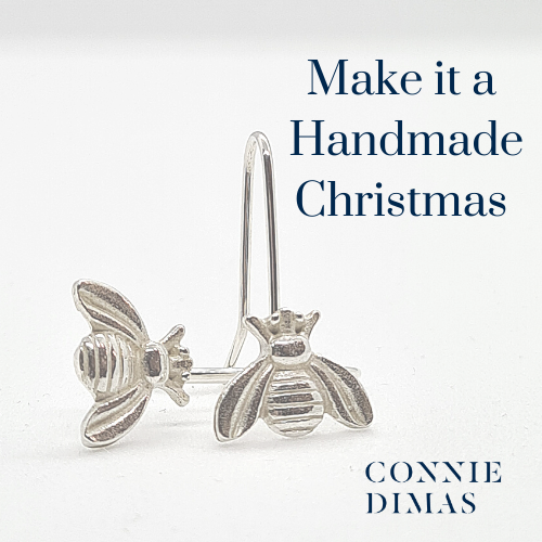 Handmade silver bee earrings made in Australia for great presents.