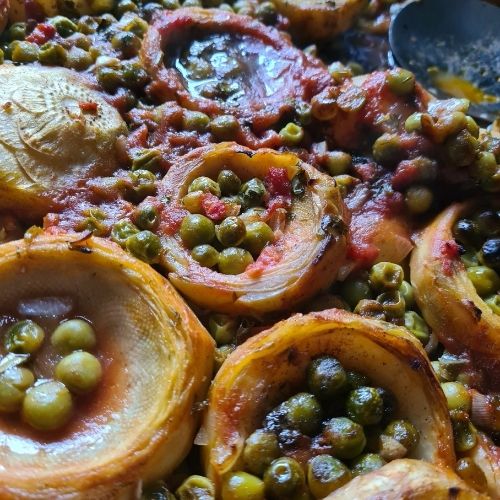 Artichoke hearts with peas