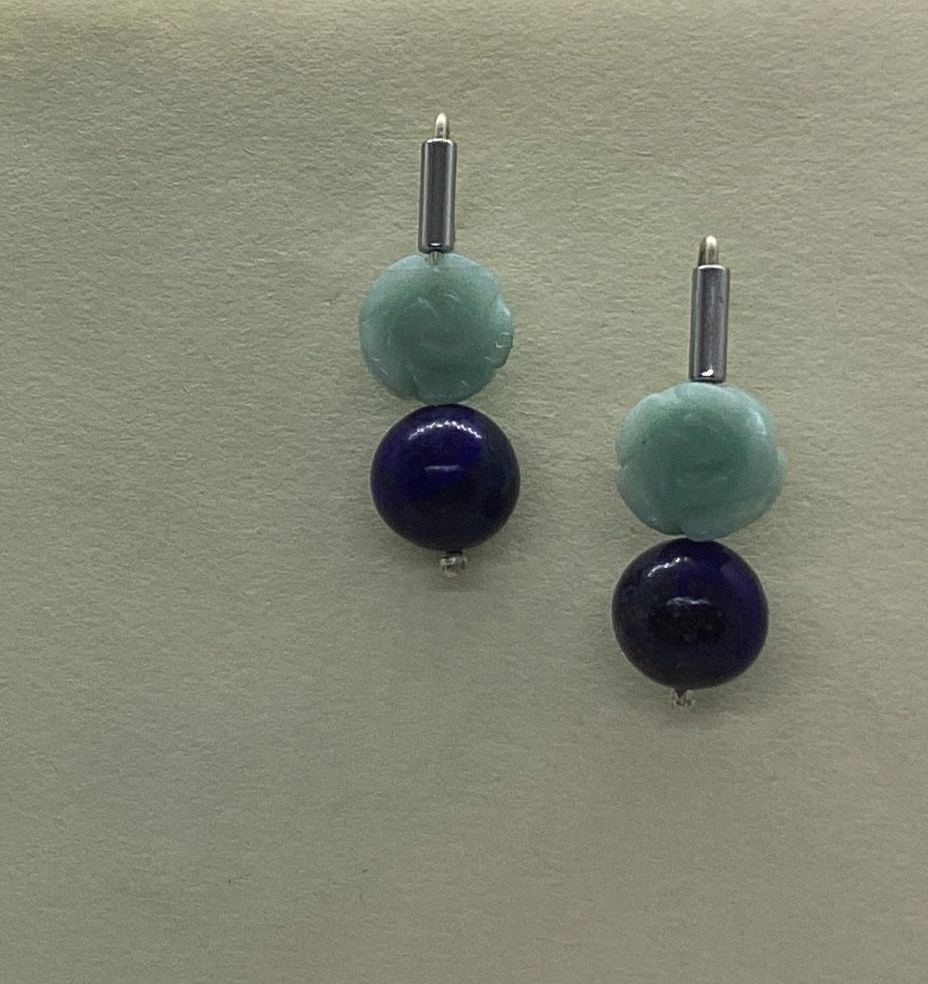 AMOZONITE & LAPIS EARRINGS - Connie Dimas