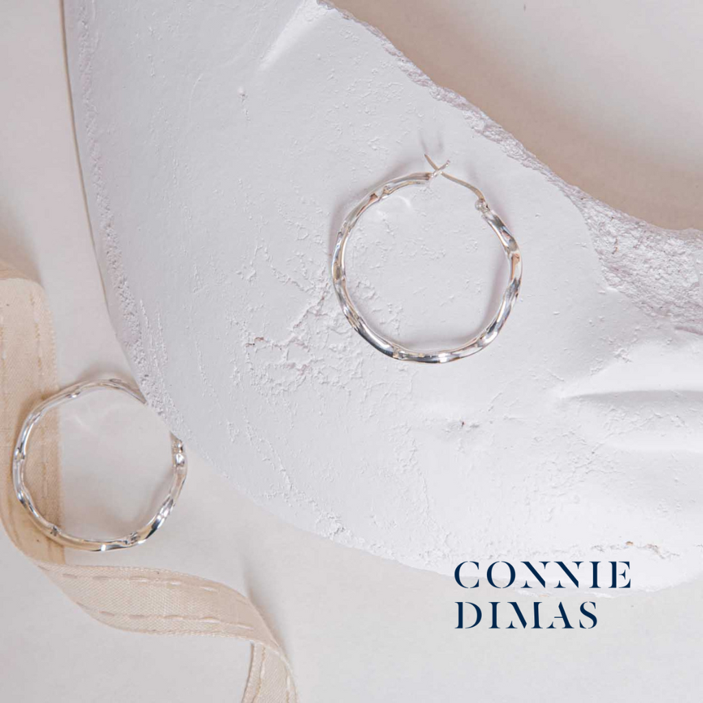 RIPPLE SILVER HOOP EARRINGS - Connie Dimas