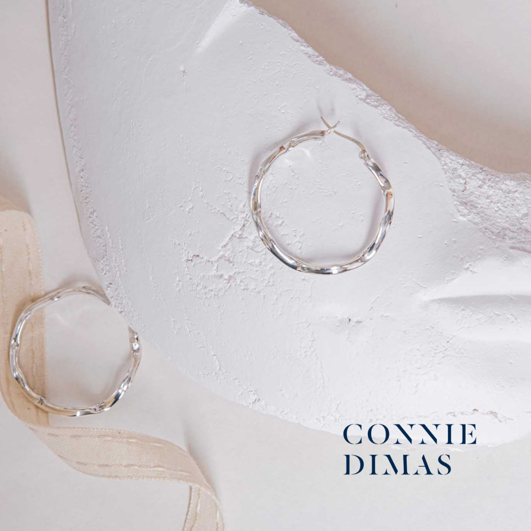 RIPPLE SILVER HOOP EARRINGS - Connie Dimas