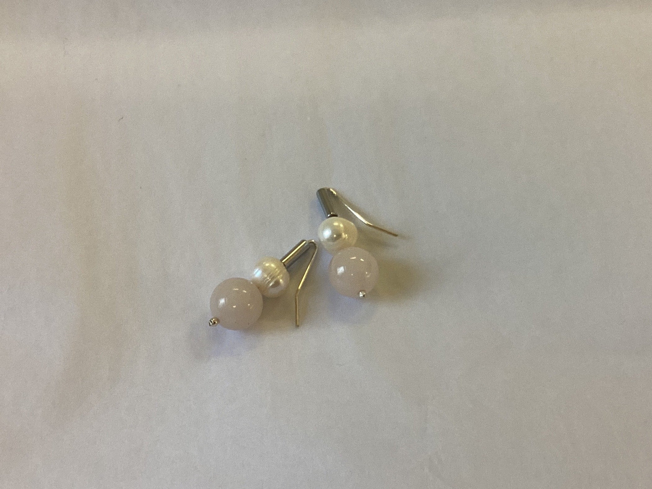 PEARL & ROSE QUARTZ EARRINGS - Connie Dimas