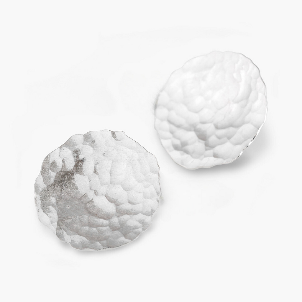earrings silver round hammered texture stud earrings