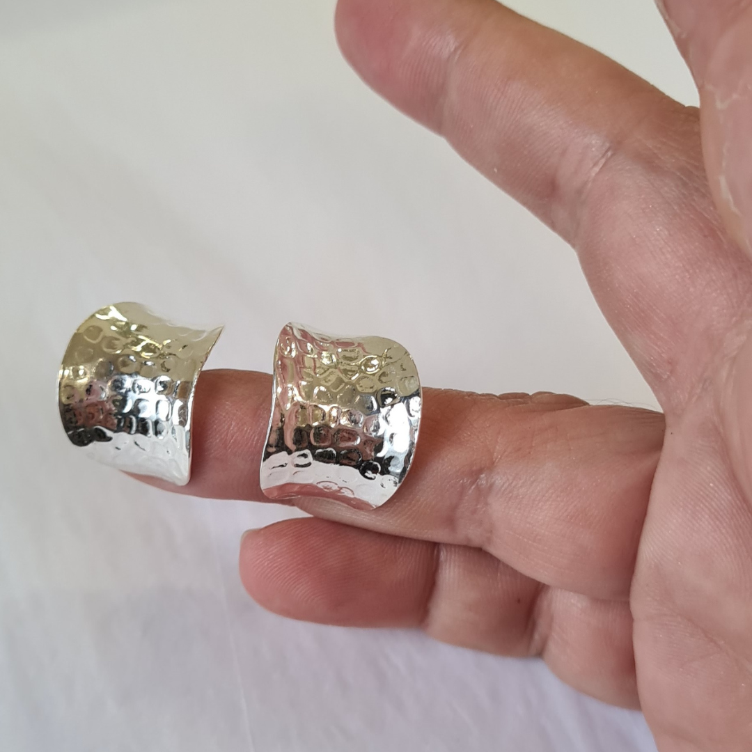 HAMMERED CONVEX SILVER STUDS - Connie Dimas