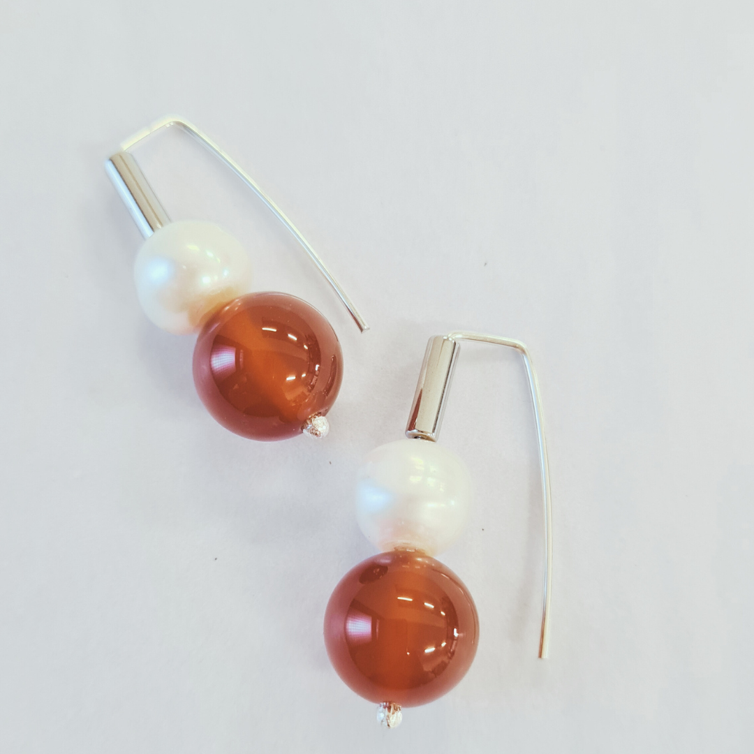 PEARL & AGATE EARRINGS - Connie Dimas