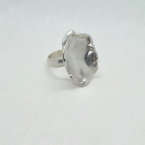 adjustable ring silver organic shape ripples like water