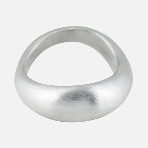 Ring wave shape stackable silver satin finish