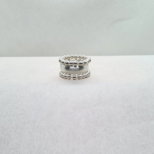 silver handmade rings stacked three rings balls and plan band