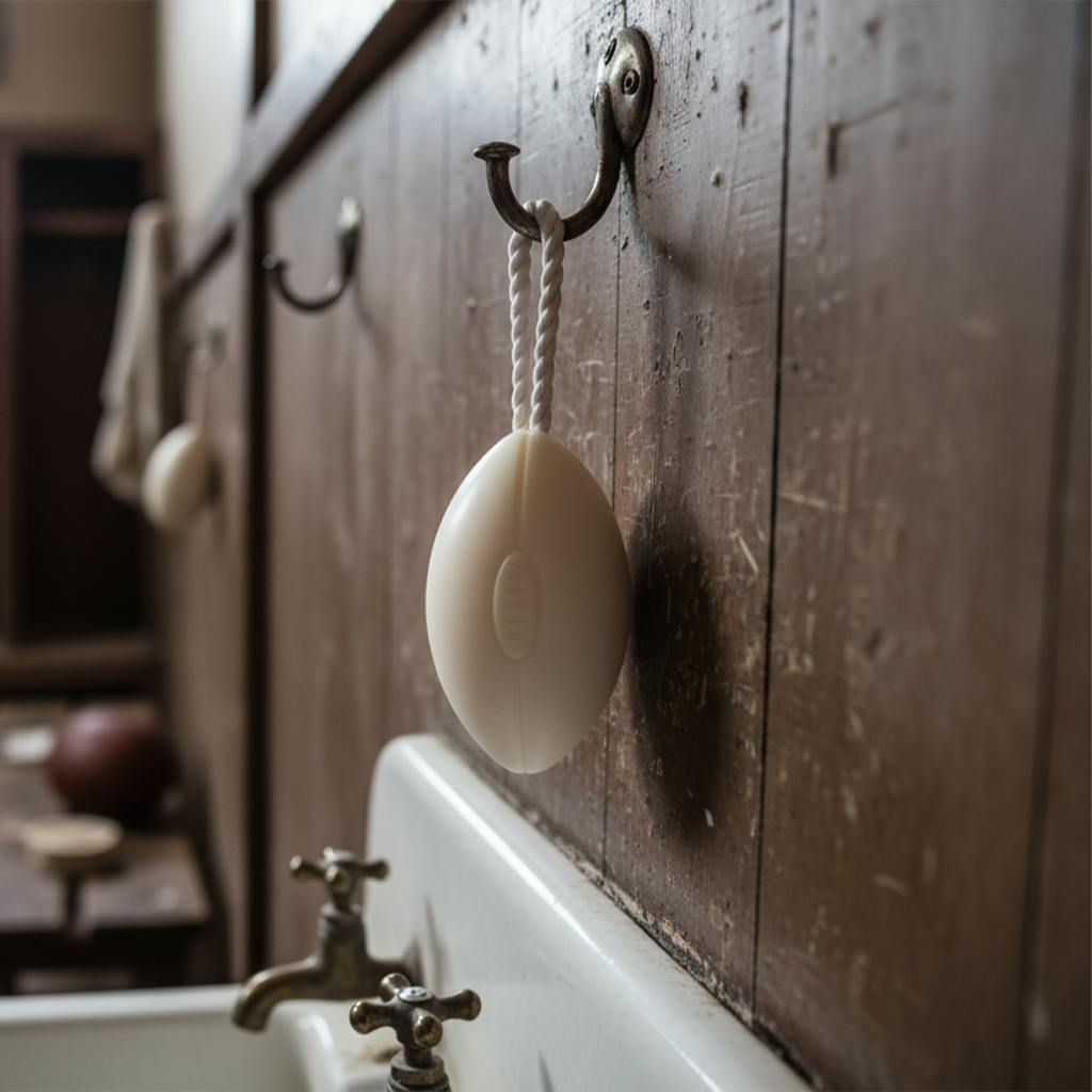 RUGBY BALL SOAP ON A ROPE