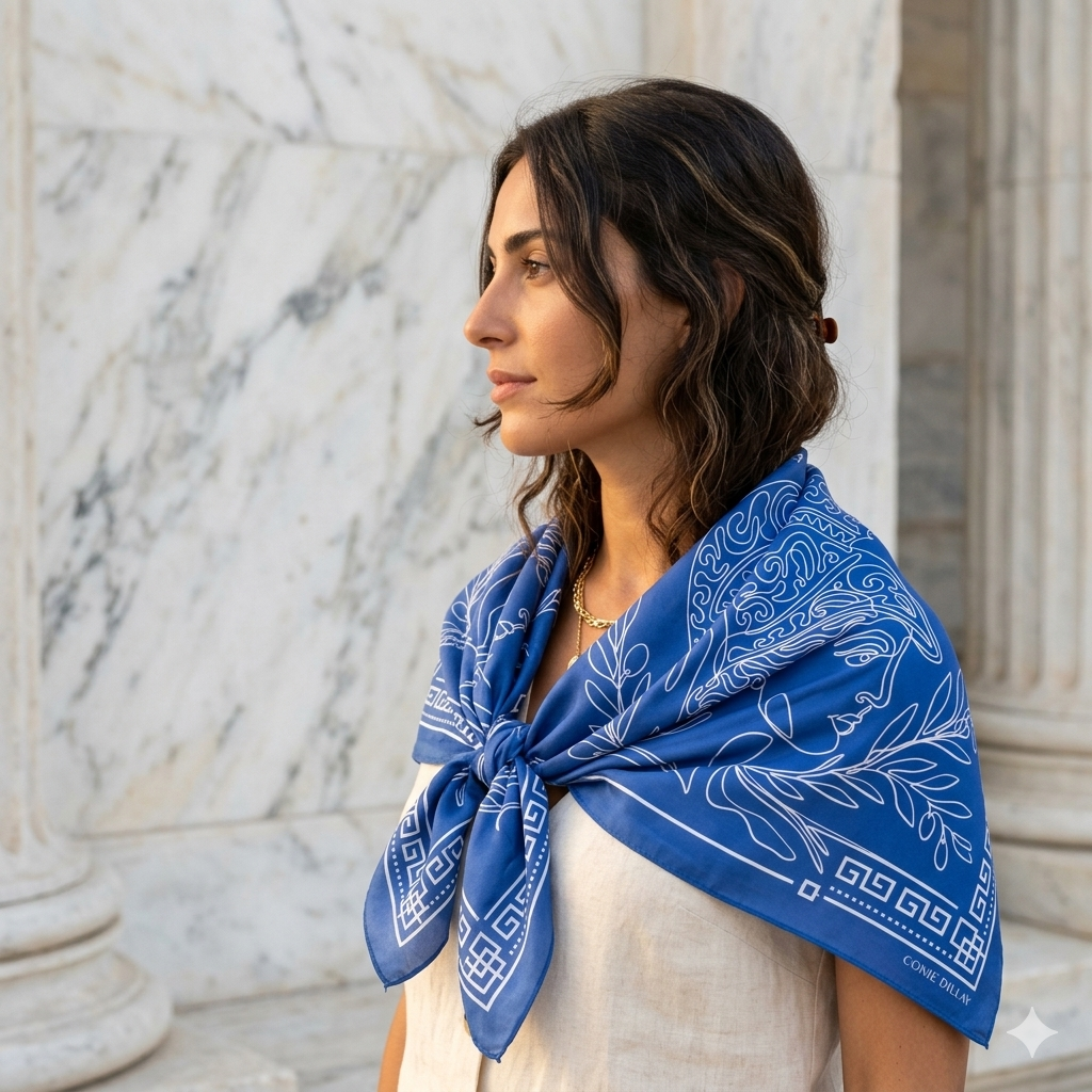 ATHENA SILK SCARF BLUE
