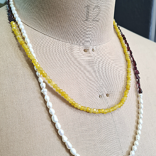 Beaded necklace stones for women, pearls  long and short made in Australia