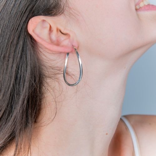 Handmade silver hoops earrings