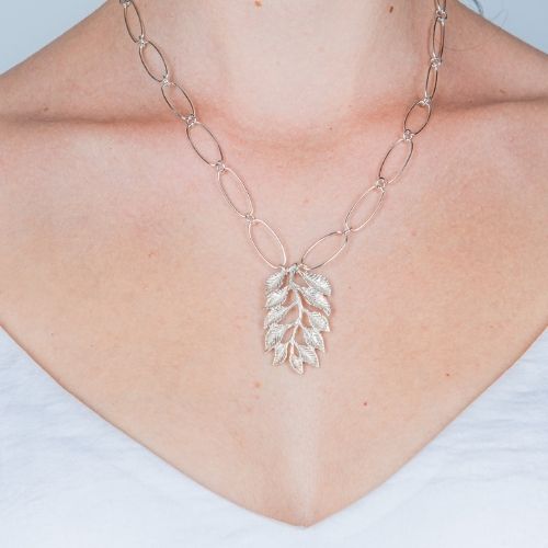 FOLIAGE SILVER CHAIN NECKLACE - Connie Dimas Jewellery