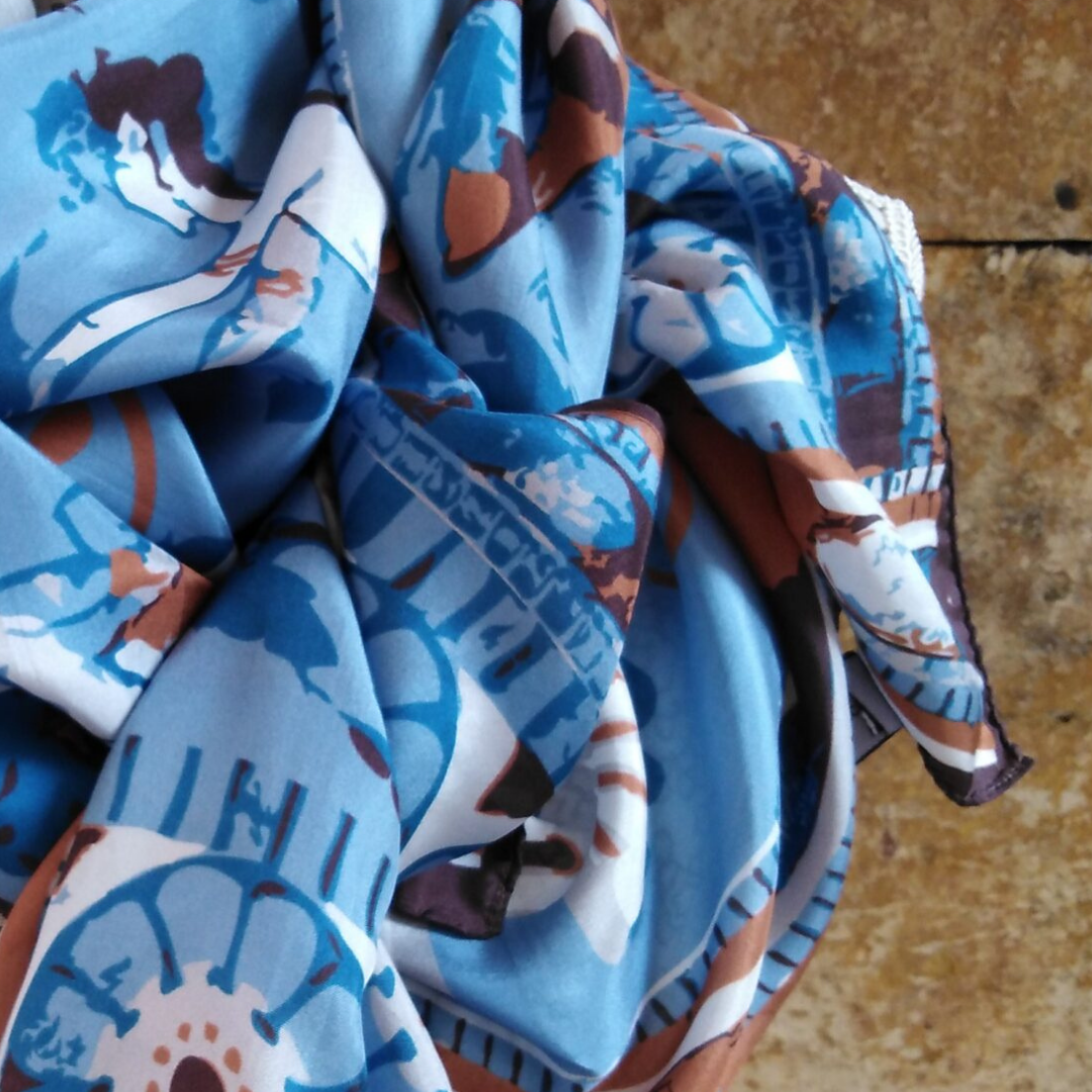 GREEK SILK SCARF 'ACROBATS'