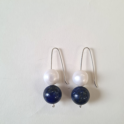 PEARL & LAPIS EARRINGS