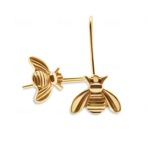 GOLD BEE EARRINGS - Connie Dimas Jewellery
