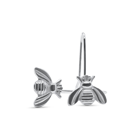 Handmade sterling silver bee earrings