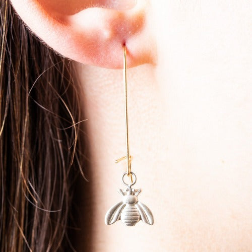 handmade bee gold earrings