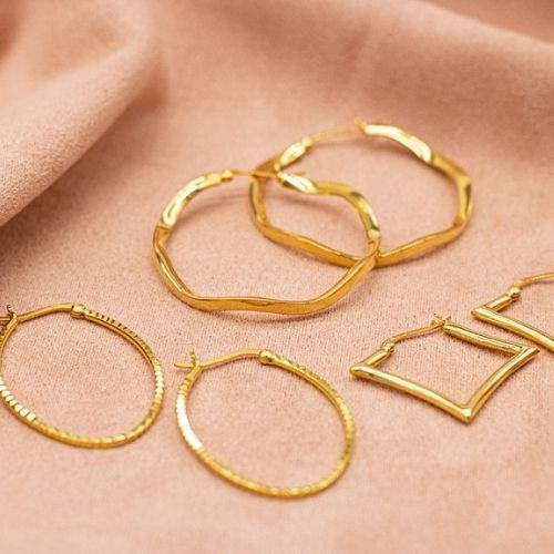 GOLD RIPPLE SILVER HOOP EARRINGS - Connie Dimas Jewellery