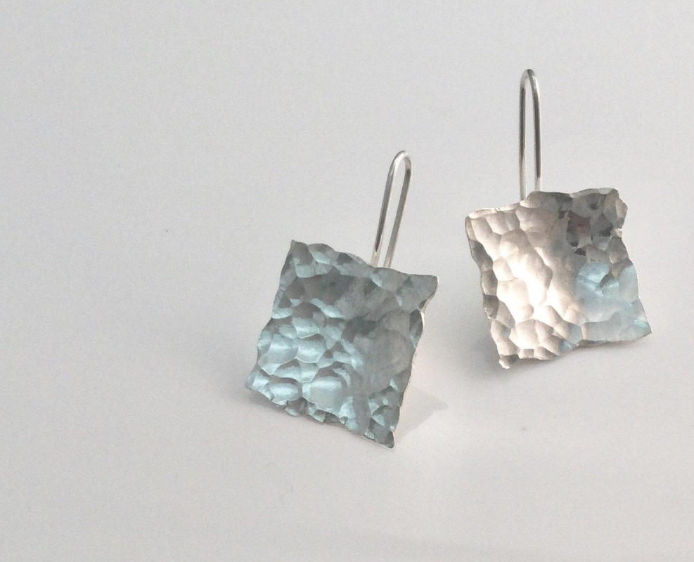 HAMMERED SQUARE EARRINGS - Connie Dimas Jewellery