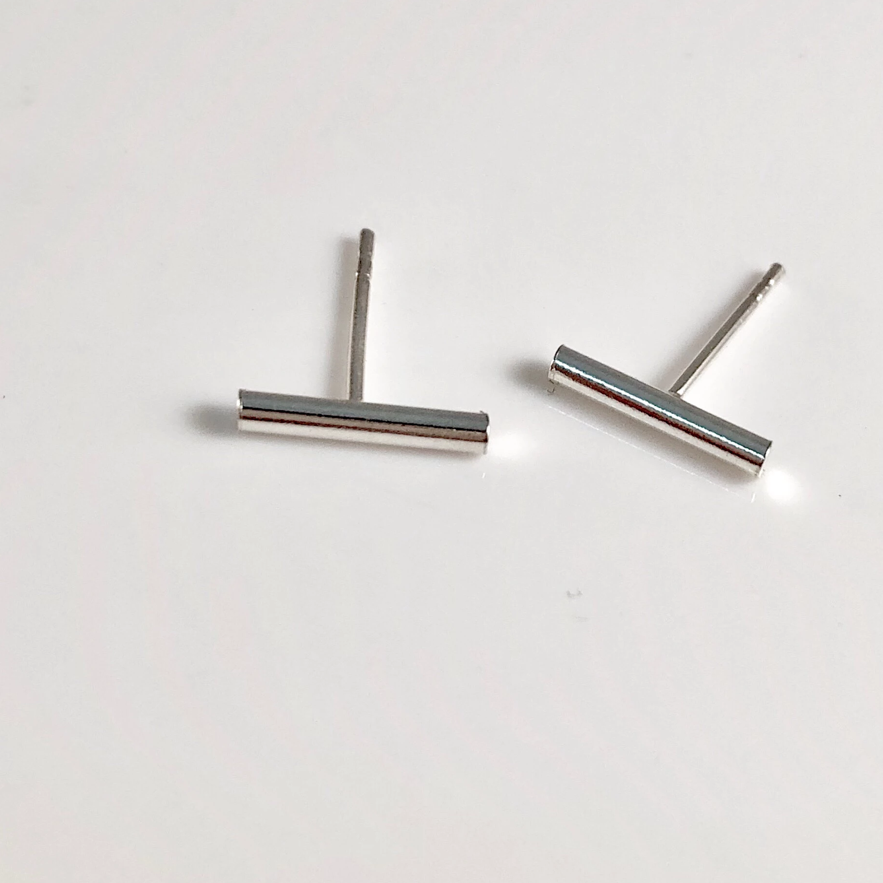 handmade bar silver stud earrings