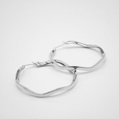 RIPPLE SILVER HOOP EARRINGS - Connie Dimas Jewellery