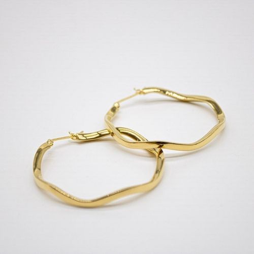GOLD RIPPLE SILVER HOOP EARRINGS - Connie Dimas Jewellery