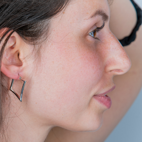 silver handmade square hoop earrings