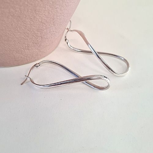 TEMPEST WAVY SILVER LARGE  EARRINGS - Connie Dimas Jewellery